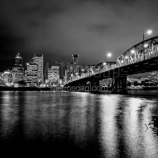Portland Black and White Photography of The Portland Skyline from the Willamette River The Portland Skyline from the Willamette River -- Portland Black and White Photography