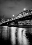 Vertical The Portland Skyline from the Willamette River black and white Photography