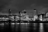 Horizontal The Portland Skyline from the Eastbank Esplande black and white Photography