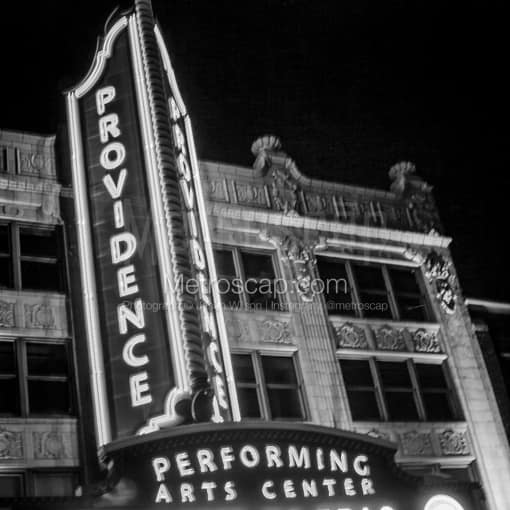 Providence Black and White Photography of The Providence Performing Arts Center Sign The Providence Performing Arts Center Sign -- Providence Black and White Photography