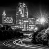 Square The Raleigh Skyline on McDowell black and white Photography