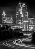 Vertical The Raleigh Skyline on McDowell black and white Photography