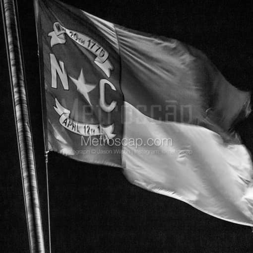 The North Carolina Flag on the NC Capitol -- Raleigh Black and White Photos