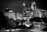 Horizontal The Raleigh Skyline at Night black and white Pictures