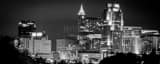 Panoramic The Raleigh Skyline at Night black and white Pictures