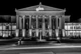 Horizontal The Raleigh Memorial Auditorium at Night black and white Photography