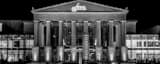 Panoramic The Raleigh Memorial Auditorium at Night black and white Photography
