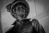 Horizontal The Sir Walter Raleigh Statue black and white Photography