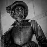 Square The Sir Walter Raleigh Statue black and white Photography