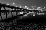 Horizontal The Downtown Richmond Virginia Skyline at Night landscape black and white Photography