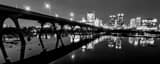 Panoramic The Downtown Richmond Virginia Skyline at Night landscape black and white Photography