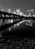Vertical The Downtown Richmond Virginia Skyline at Night landscape black and white Photography