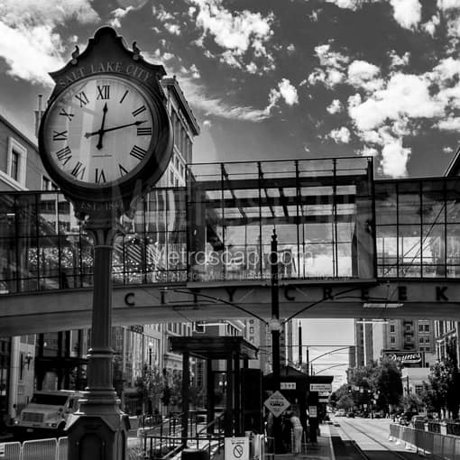 The City Creek Pedestrian Bridge -- Salt Lake City Black and White Photography