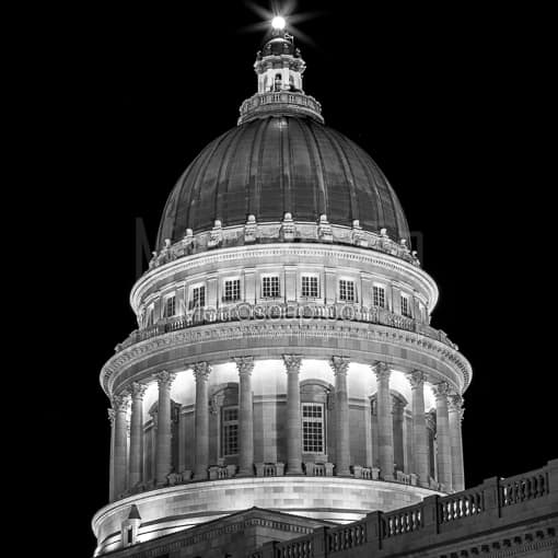 The Dome of the Utah Capitol Building -- Salt Lake City Black and White Photography