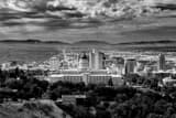 Horizontal Downtown Salt Lake City from Ensign Peak black and white Pictures