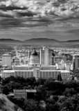Vertical Downtown Salt Lake City from Ensign Peak black and white Pictures