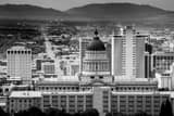 Horizontal Downtown Salt Lake City from Ensign Peak black and white Pictures