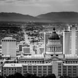 Square Downtown Salt Lake City from Ensign Peak black and white Pictures