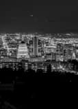 Vertical The Salt Lake City Skyline at Night black and white Pictures