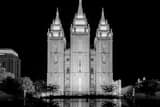 Horizontal The Mormon Temple at Night black and white Pictures