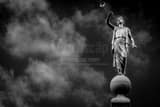 Horizontal Moroni atop the Mormon Temple black and white Pictures