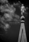 Vertical Moroni atop the Mormon Temple black and white Pictures