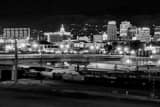 Horizontal The Salt Lake City Skyline at Night from Interstate 80 black and white Pictures