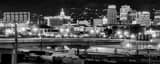 Panoramic The Salt Lake City Skyline at Night from Interstate 80 black and white Pictures