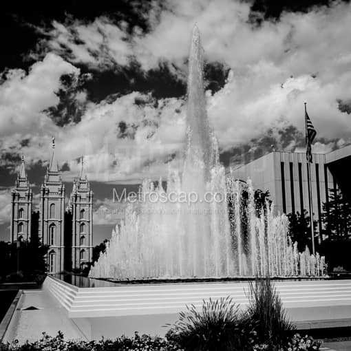 The Fountain in Temple Square -- Salt Lake City Black and White Photography