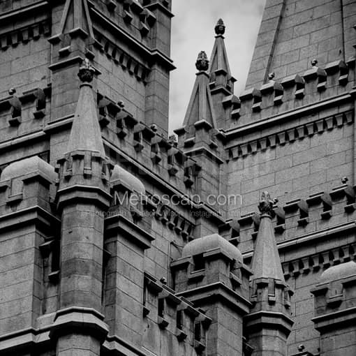 The Top of the Mormon Temple -- Salt Lake City Black and White Photography