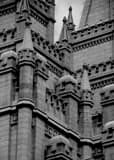 Vertical The Top of the Mormon Temple black and white Pictures