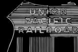 Horizontal The Union Pacific Railroad Sign black and white Pictures