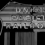 Square The Union Pacific Railroad Sign black and white Pictures