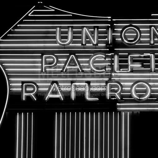 The Union Pacific Railroad Sign -- Salt Lake City Black and White Photography