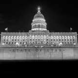 Square The Utah Capitol Building at Night black and white Pictures