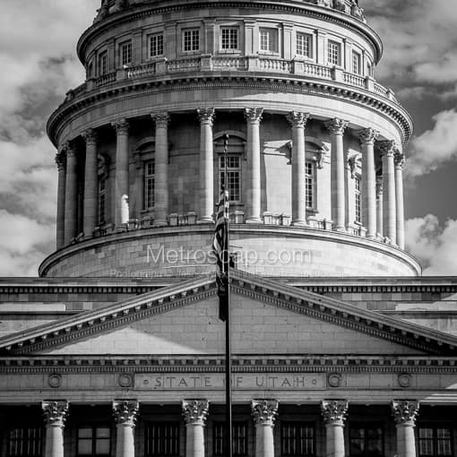 The State of Utah Capitol Dome -- Salt Lake City Black and White Photography
