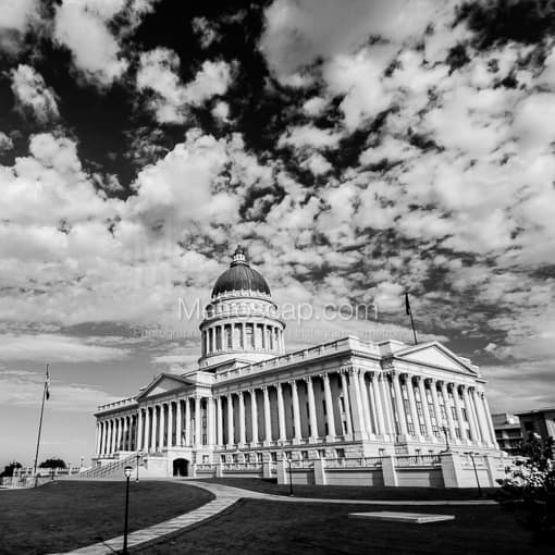 The Utah Capitol Building in the Morning -- Salt Lake City Black and White Photography