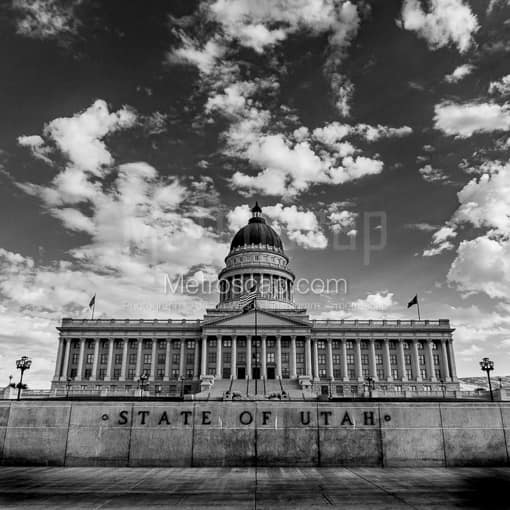 The Utah State Capitol Building -- Salt Lake City Black and White Photography