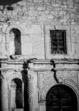 Vertical Close Up of the Alamo in Late Afternoon black and white Photos