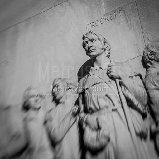 Davey Crockett on the Cenotaph -- San Antonio Black and White Photos