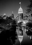 Vertical The Tower Life Building and San Antonio River black and white Photos