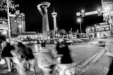 Horizontal Pedestrians Cross Losoya Street at Commerce Street black and white Photos