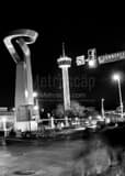 Vertical Pedestrians Cross East Commerce Street black and white Photos