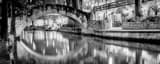 Panoramic A River Walk Pedestrian Bridge black and white Photos