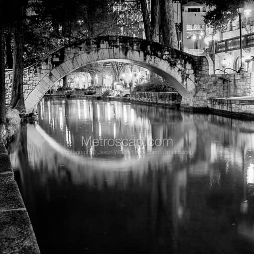 A River Walk Pedestrian Bridge -- San Antonio Black and White Photos
