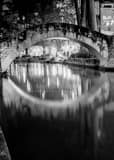 Vertical A River Walk Pedestrian Bridge black and white Photos