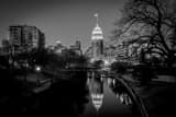 Horizontal The San Antonio Skyline at Night in February Framed Photos