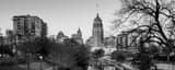 Panoramic The San Antonio Skyline at Dusk over the San Antonio River Framed Photos
