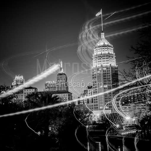 Fun With Light and the Tower Life Building -- San Antonio Black and White Photos