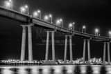 Horizontal A Close-up of the Coronado Bridge at Night landscape black and white Photography